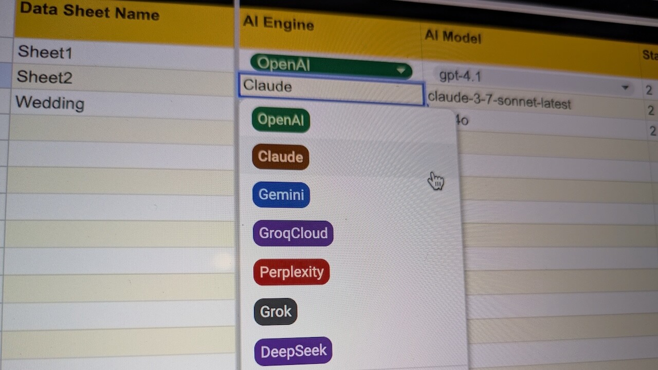 Video thumbnail showing Multi-AI Google Sheets Script interface