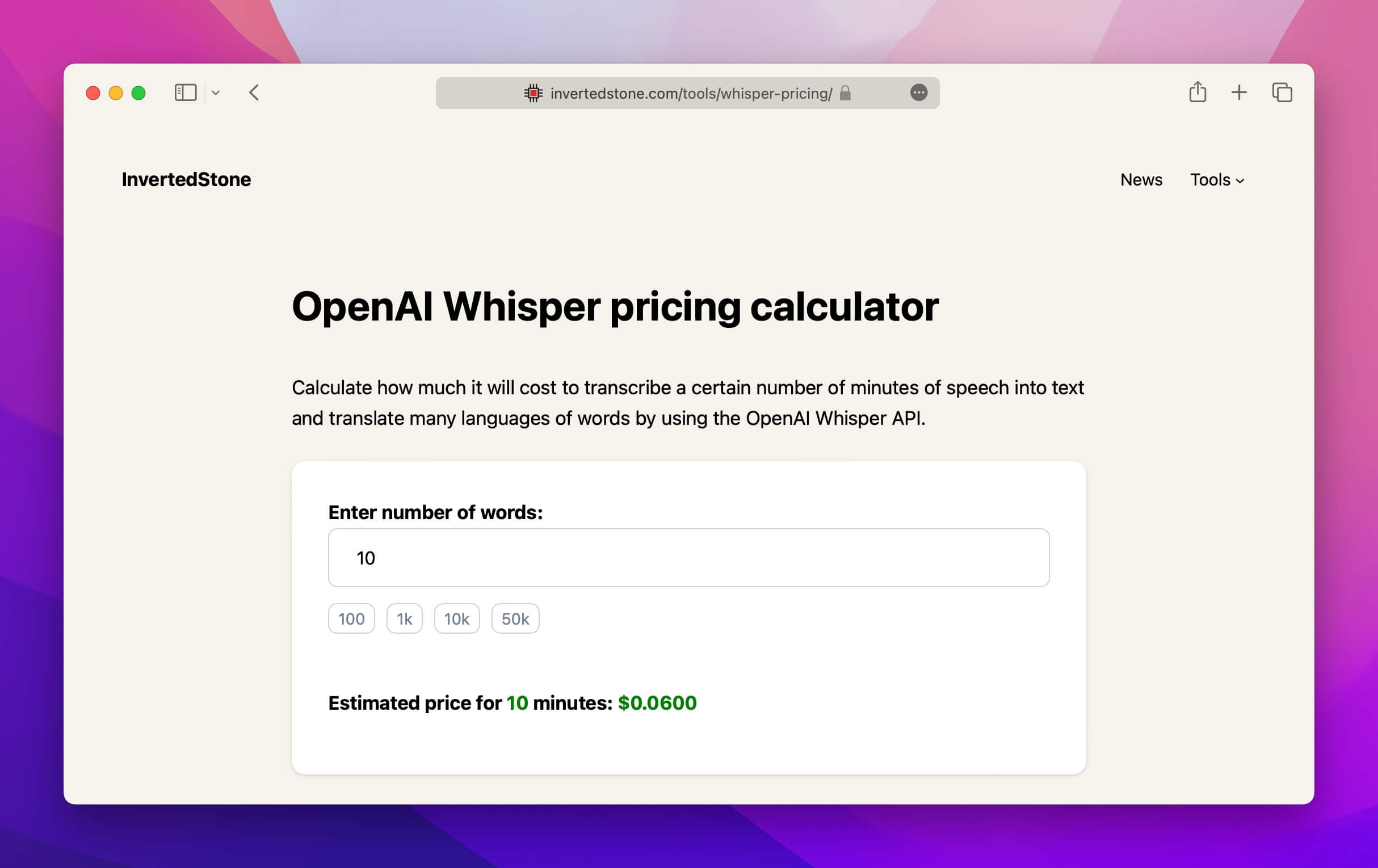 openai-whisper-pricing-calculator-invertedstone