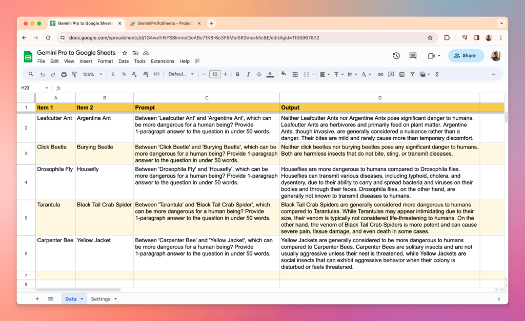 Connect Google Sheets To Gemini Pro 1.0 API (Script) | InvertedStone