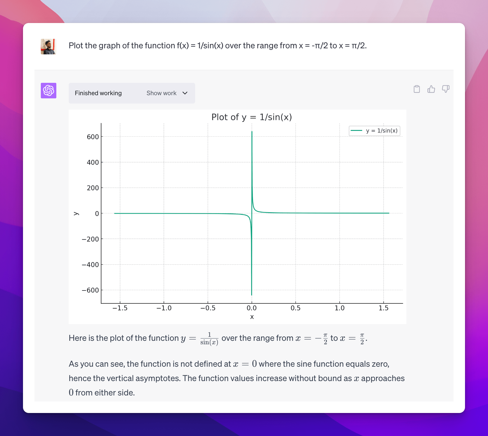 Prompt #1 to Plot Mathematical Functions in OpenAI's ChatGPT
